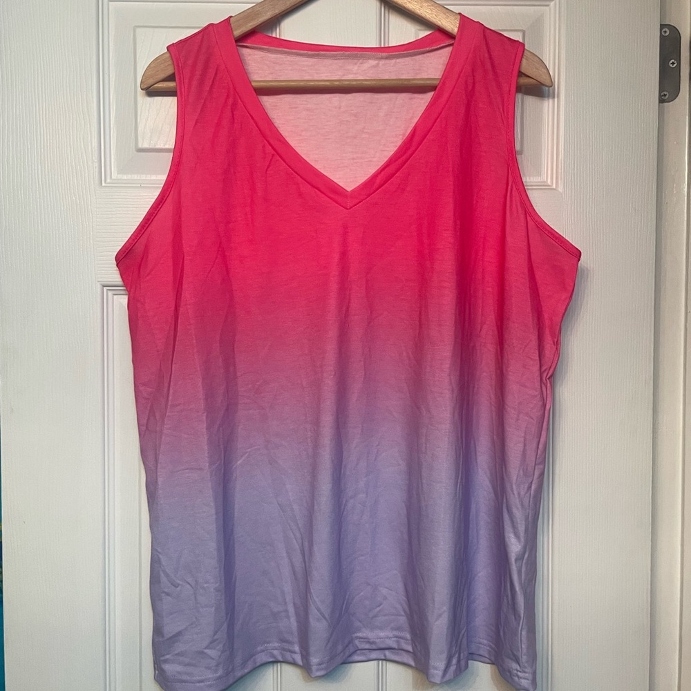 SHEIN ombré v-neck tank pink and purple